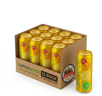 نوشیدنی لایمون فرش Laimon Fresh مدل لیمو و انبه حجم ۳۳۰ میلی‌لیتر (باکس ۱۲ تایی)