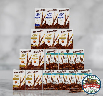 خرید عمده بیسکویت استیکس بیسکولاتا (Biscolata Sticks) - کارتن4 بسته 12 عددی  ترکیبی از ۳ طعم