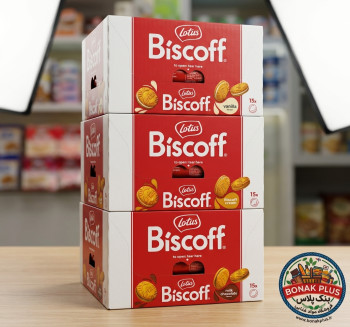 بیسکویت کرمدار لوتوس (Lotus Biscoff Cream) ۱۵۰ گرمی (بسته  ۱۵ عددی) کارتن 4 عددی