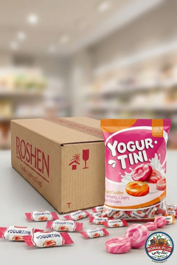 آبنبات ماست روشن (Roshen Yogurt) طعم میوه‌ای - بسته ۱ کیلویی (کارتن ۶ عددی)